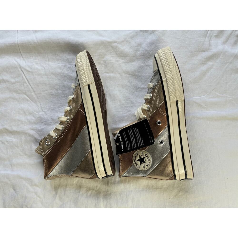 NWOB Converse Chuck 70 Hi Metallic Rainbow Women 6 Pure Silver/Egret Sneaker‎ - Picture 3 of 11